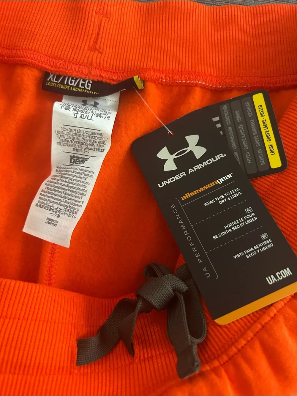 Under Armour Mens AllseasonGear Fleece Athletic Shorts Orange XL NWT
